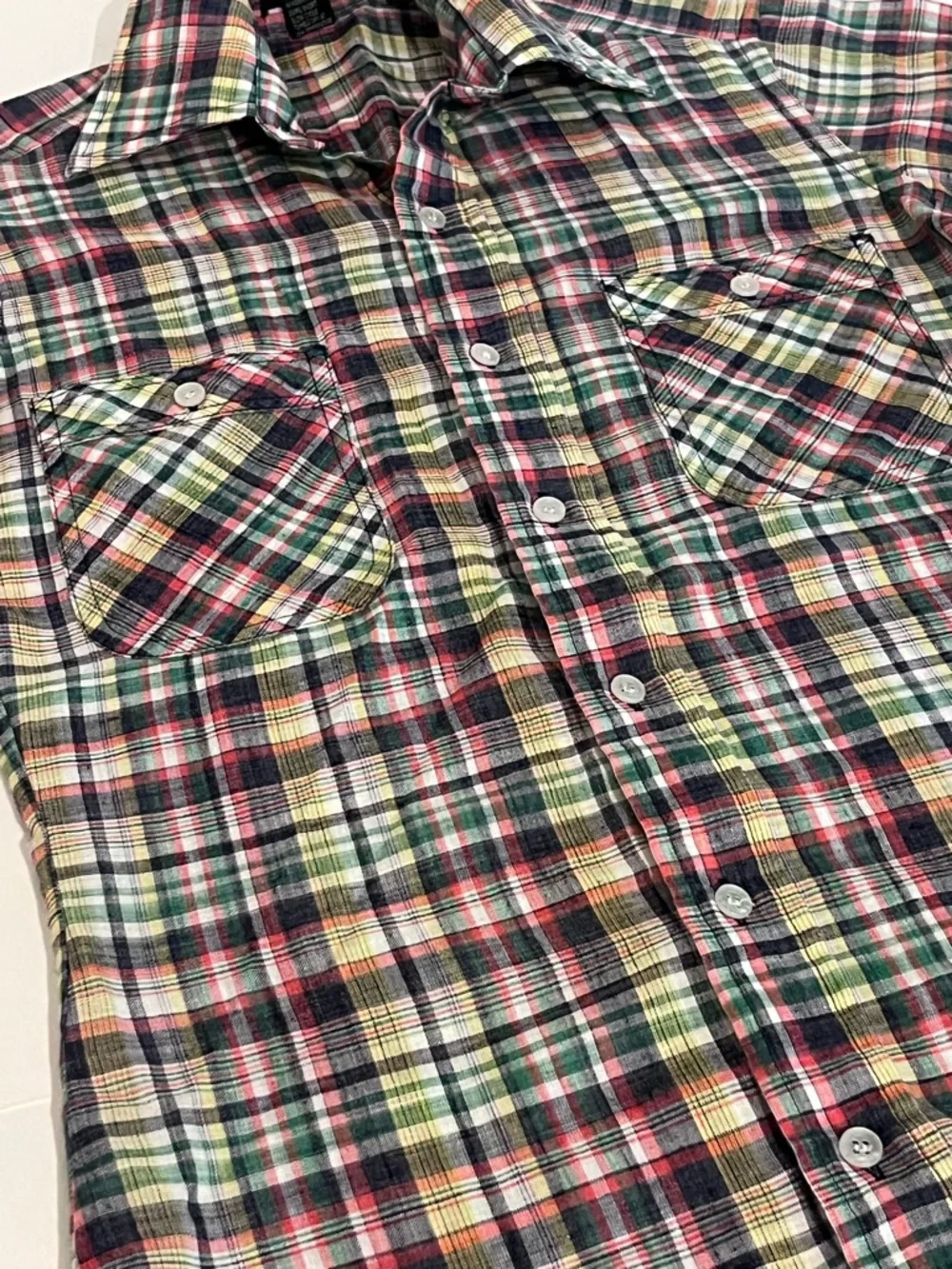 Vintage 70s GAP Multicolor Plaid Button-Down Shirt Womens Butterfly Collar - Picture 6 of 12